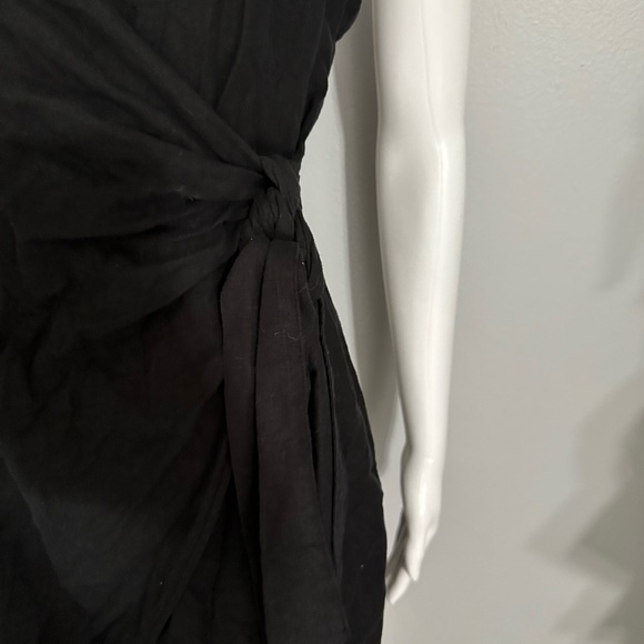 Zara Black Side Tie MIDI Dress Small - Picture 2 of 6